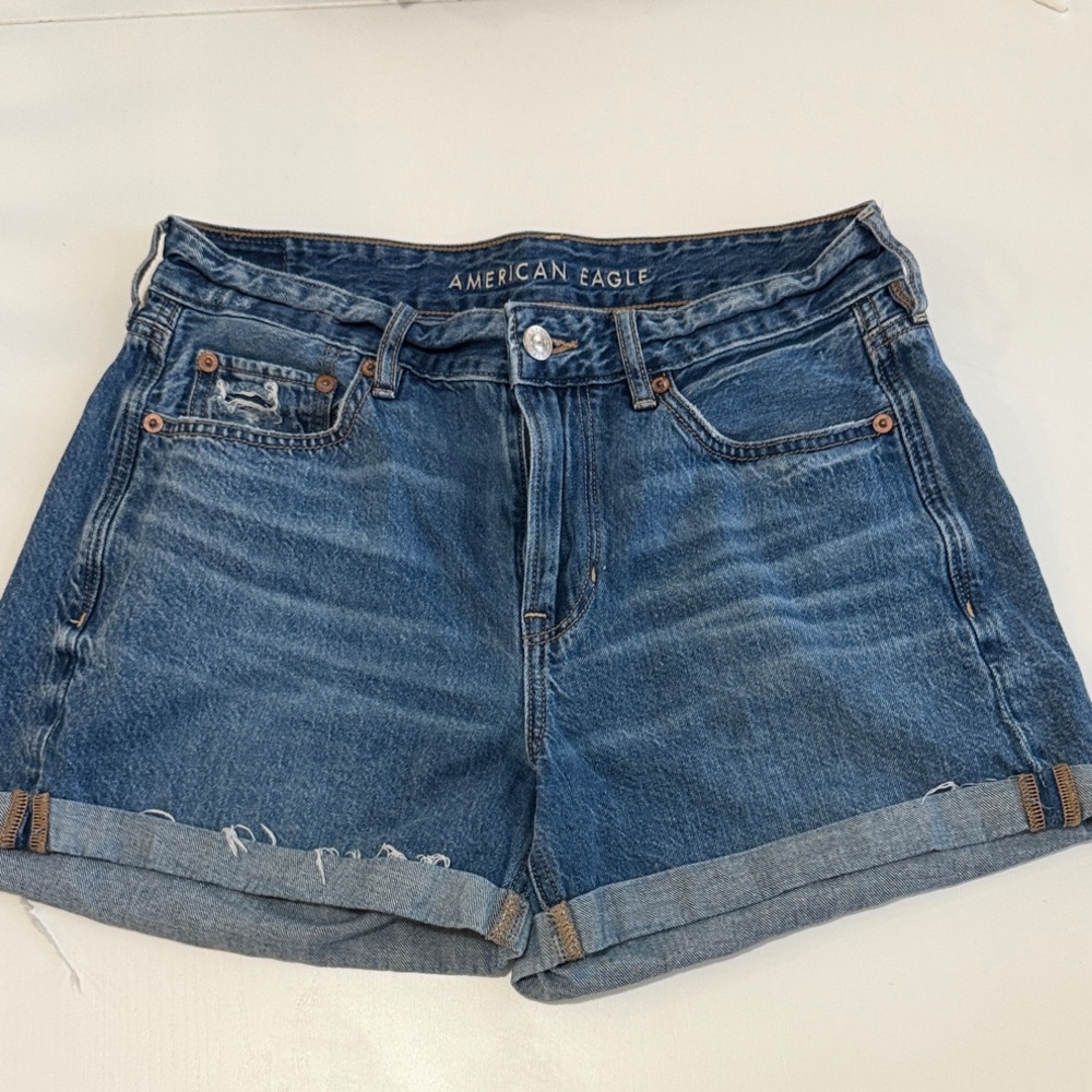 American Eagle Outfitters Women's Distressed Blue Jean Shorts